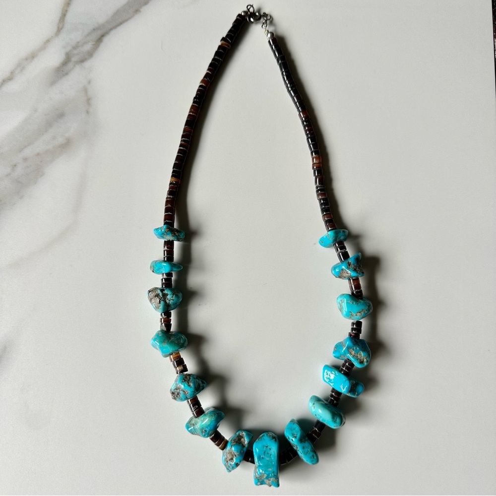 Vintage natural turquoise and Heishi bead necklace
